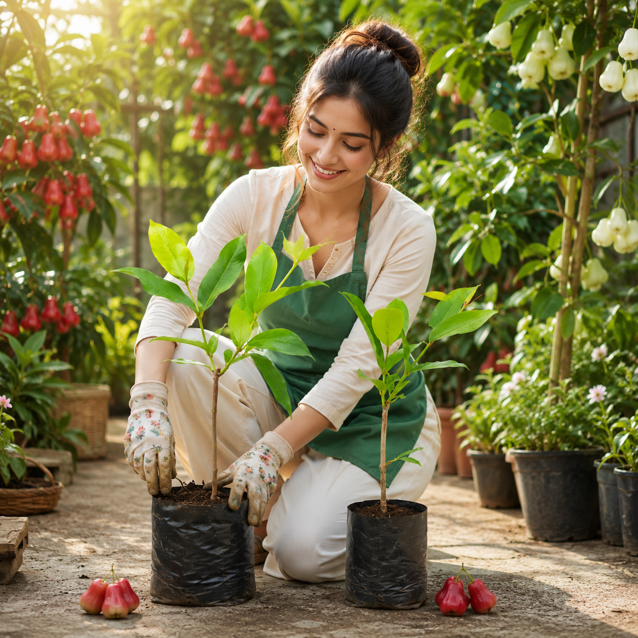 Premium Hybrid Red Java Apple Live Plant (Syzygium samarangense) – High Yield Exotic Fruit Tree | Grafted Nursery Plant