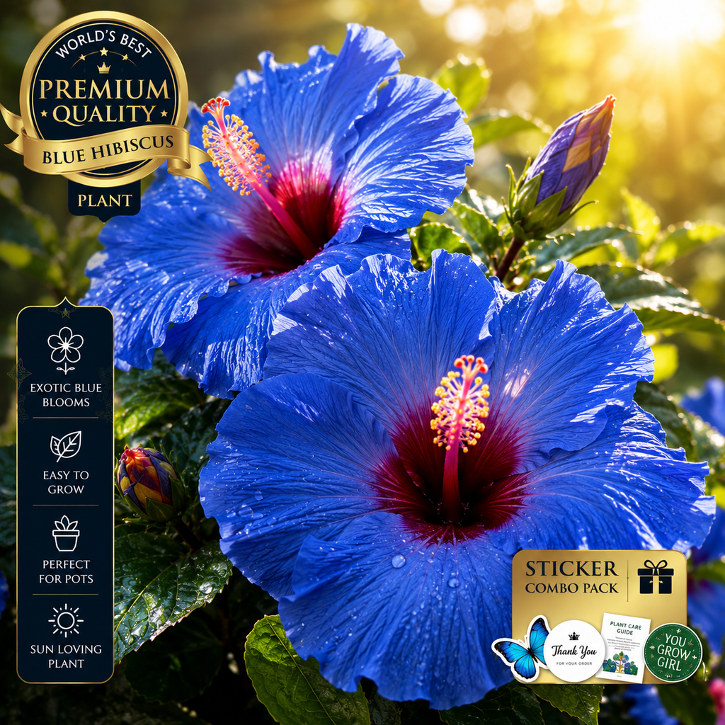 🌺 Premium Blue Hibiscus Flower Plant | Rare Exotic Blooming Live Plant | Heavy Flowering Ornamental Garden Plant 🌺