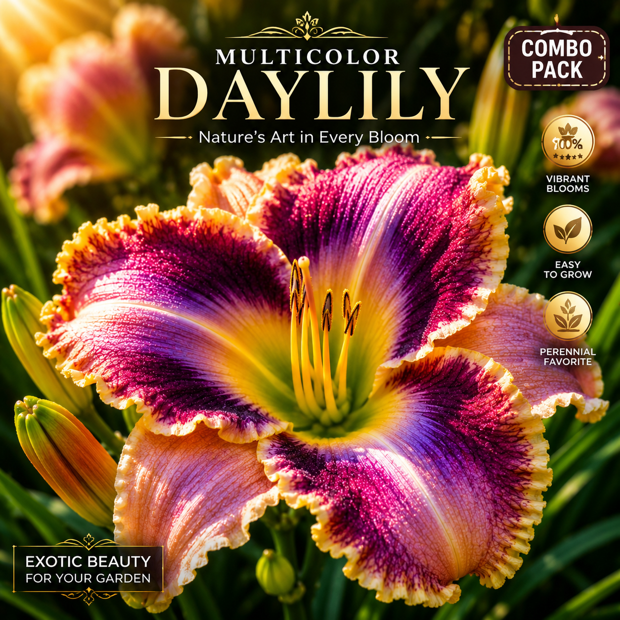 🌸 Premium Multicolor Day Lily Bulbs Combo Pack | Rare Exotic Perennial Blooms | Easy to Grow Garden Flower 🌸