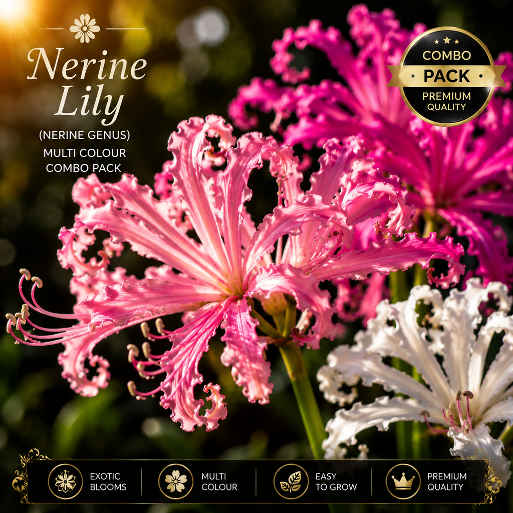 Premium Nerine Lily Multi Colour Bulbs Combo Pack | Rare Exotic Blooms | Easy to Grow