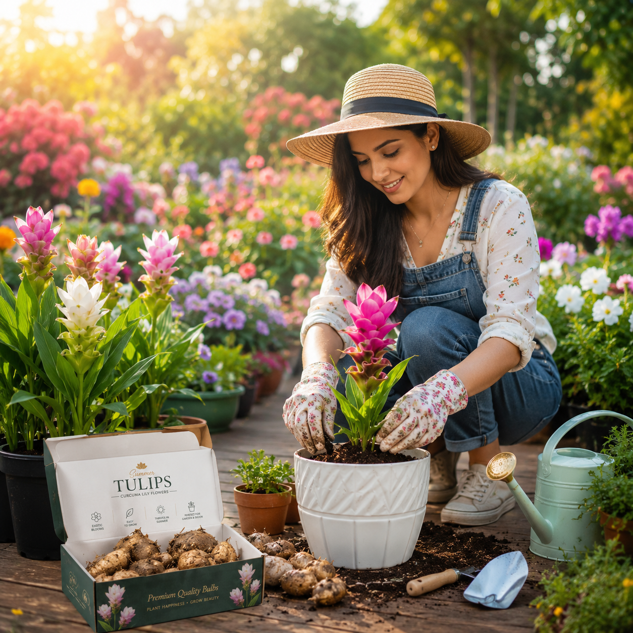 Premium Summer Tulips (Curcuma Lily) Flower Bulbs – Exotic Bloom Combo Pack