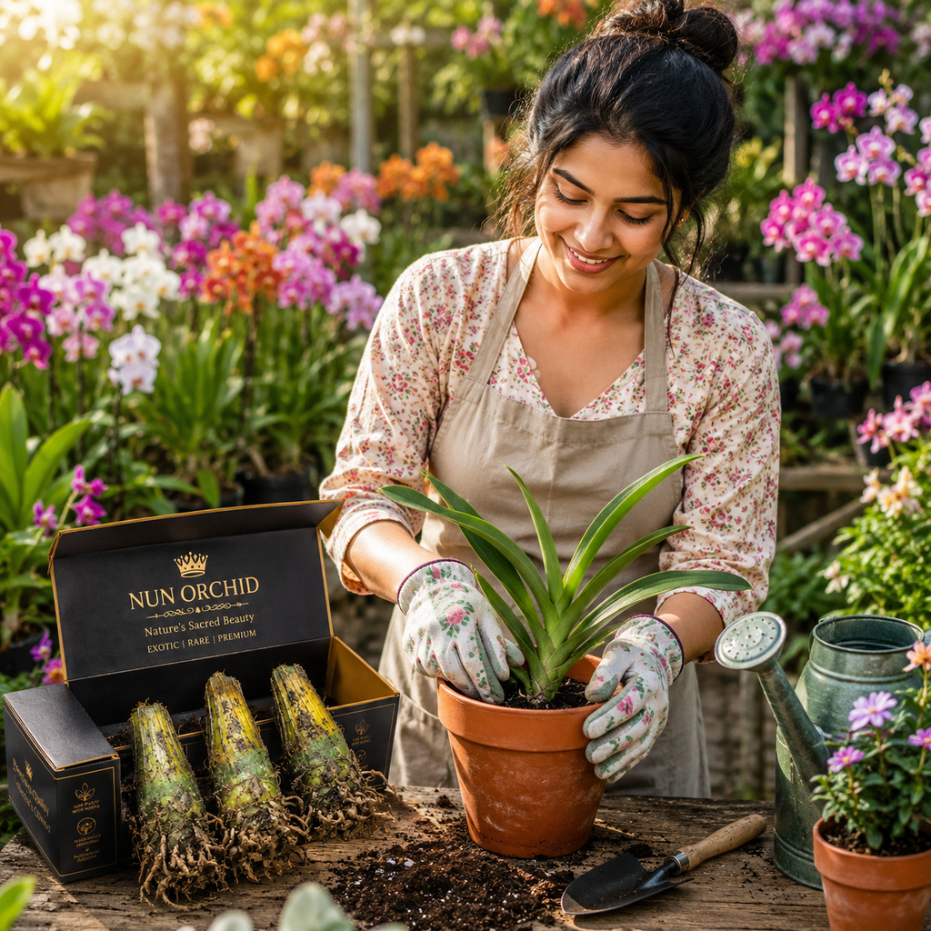 🌿 Nun Orchid – Nature's Sacred Beauty | Premium Exotic Flower Bulbs