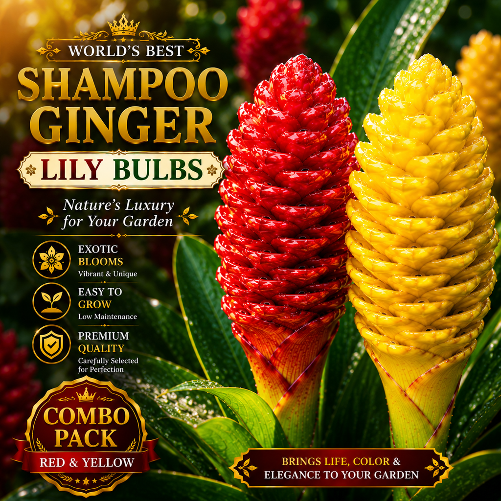 🌟 Premium Red & Yellow Shampoo Ginger Lily Bulbs Combo Pack